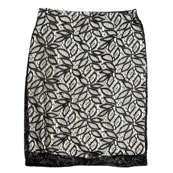Ann Taylor Dresses & Skirts - Ann Taylor Beige And Black Floral Lace Pencil Skirt